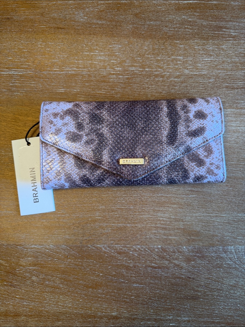 Brahmin Lilac Snake-Embossed Envelope Wallet